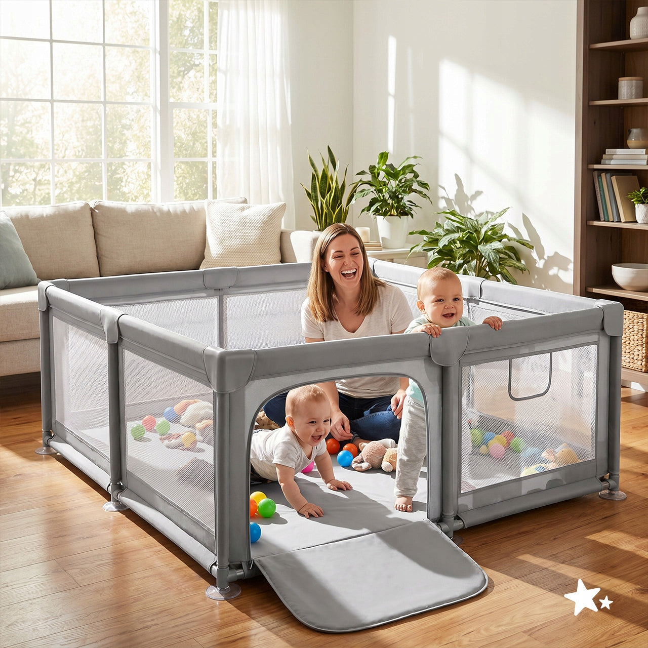 PLAYPEN FOR CHILDREN 150x180 CM LARGE DRY CHILDREN'S POOL SQUARE TOYS GREY Manufacturer code 114887