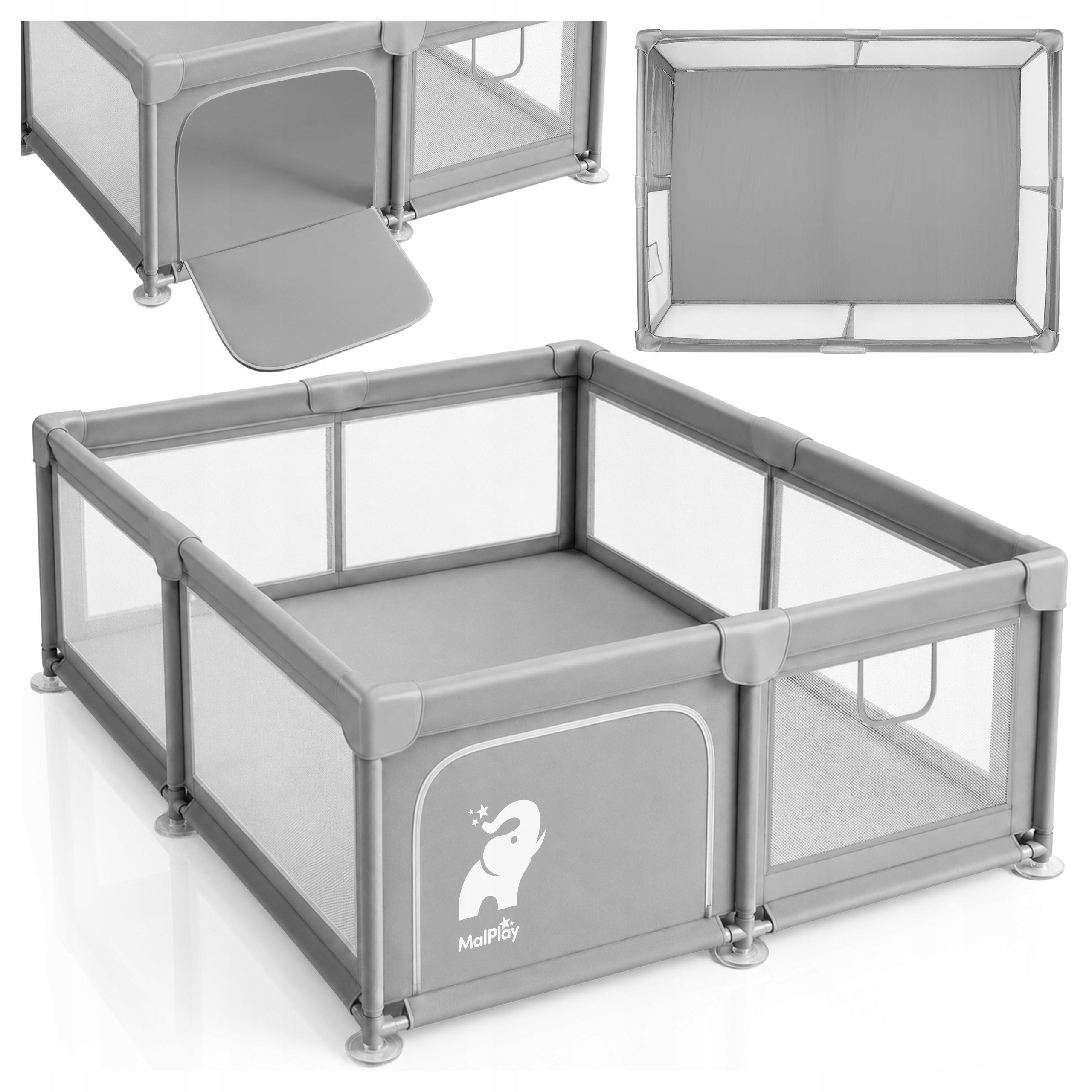 PLAYPEN FOR CHILDREN 150x180 CM LARGE DRY CHILDREN'S POOL SQUARE TOYS GREY