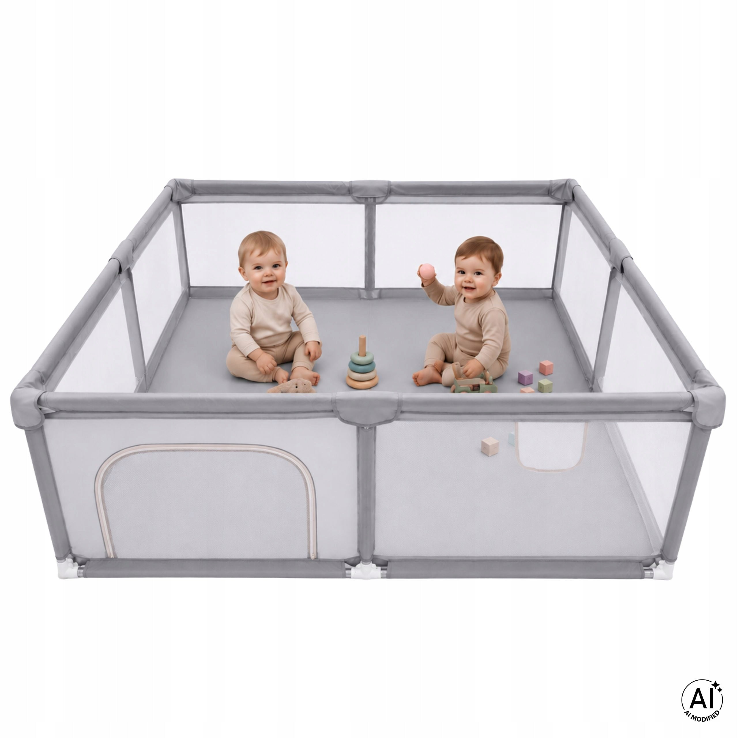 PLAYPEN FOR CHILDREN 180X200CM PROTECTIVE BARRIER TOURIST SQUARE TOYS MESH