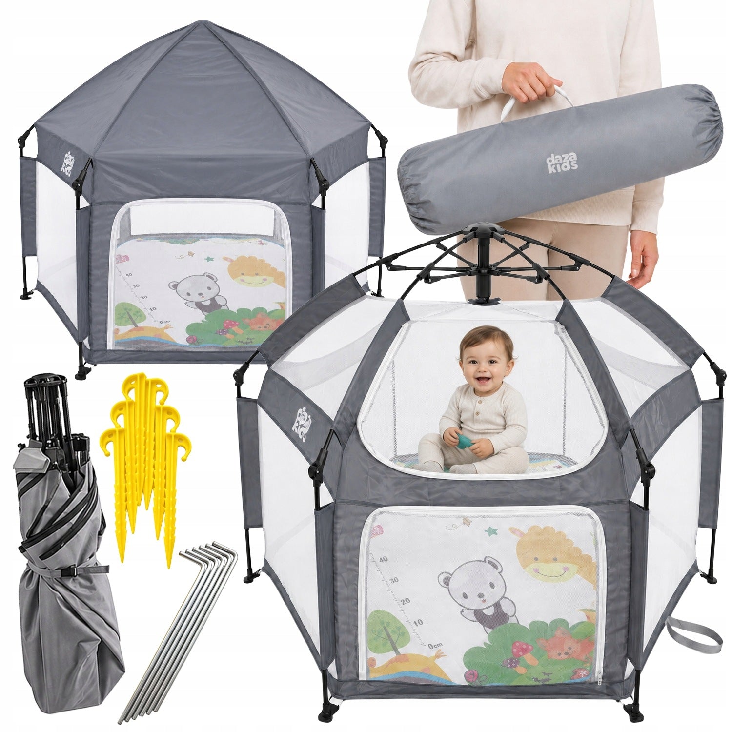 PLAYPEN FOR CHILDREN AUTOMATIC SQUARE TOYS 117cm MAT TENT FOR BEACH GARDEN