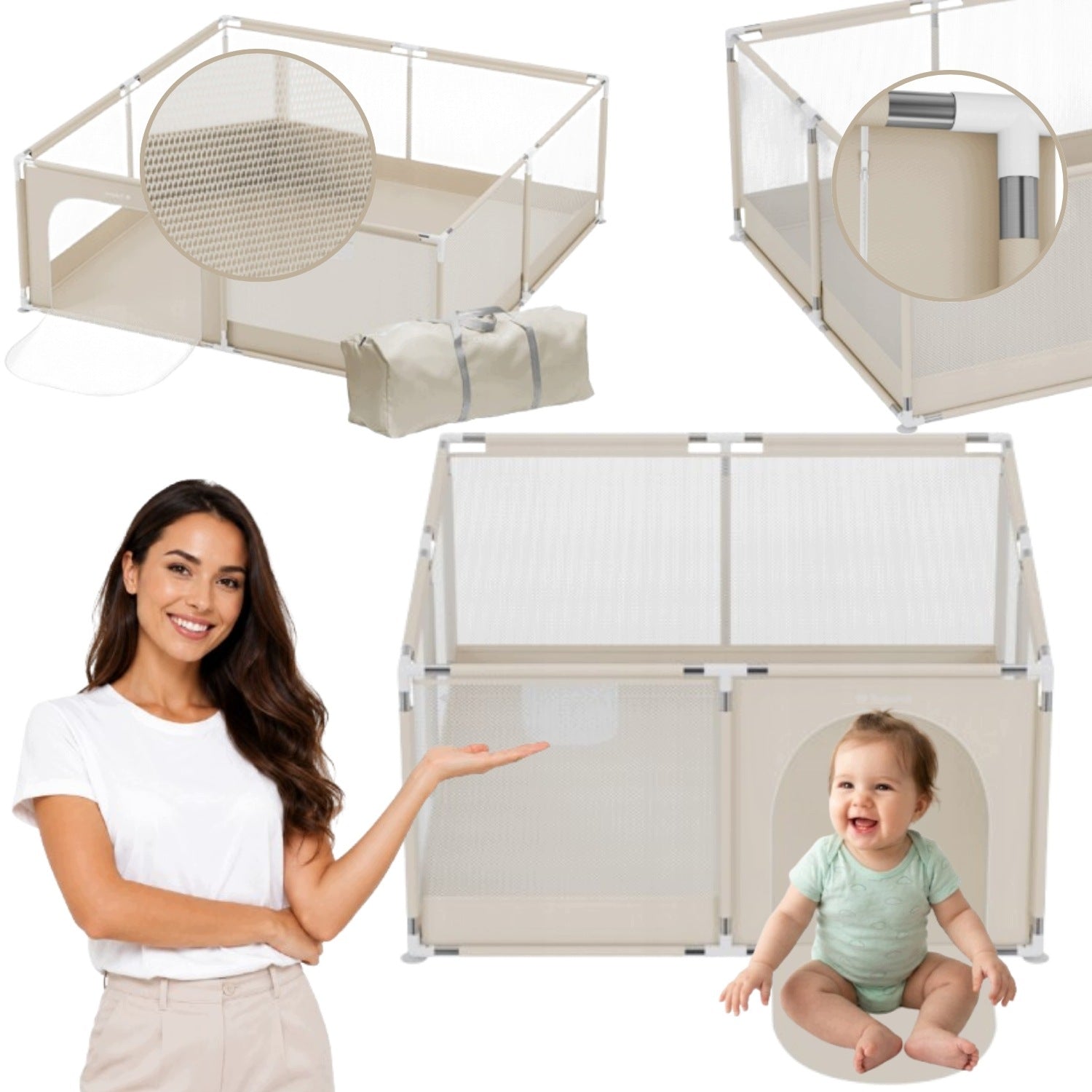 PLAYPEN FOR CHILDREN FOLDED HOME SQUARE TOYS DRY POOL 130X130CM + BAG
