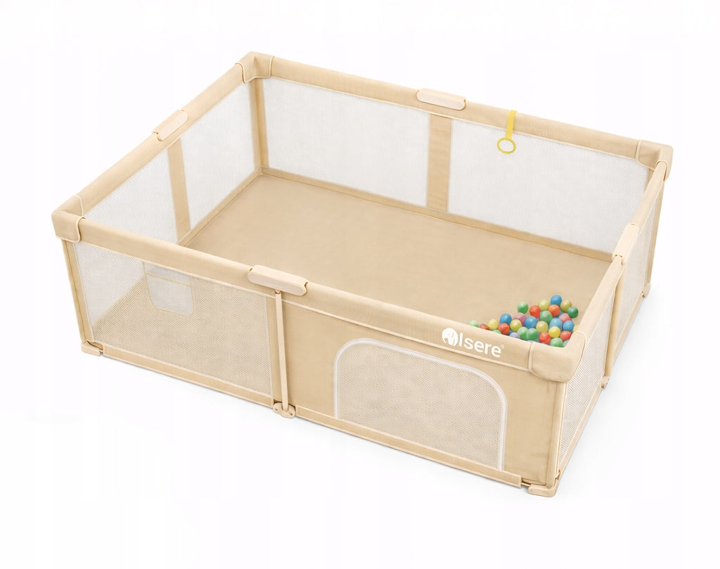 PLAYPEN FOR CHILDREN FOLDING PREMIUM 150x180 MAT BALLS BASKET QUICK FOLDING Manufacturer code KOJEC ISERE PREMIUM SKŁADANY 150x180 BEŻOWY