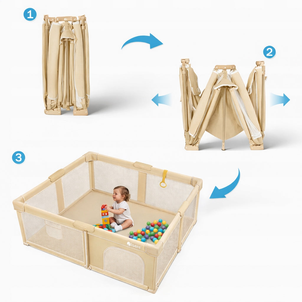 PLAYPEN FOR CHILDREN FOLDING PREMIUM 150x180 MAT BALLS BASKET QUICK FOLDING Packaging status original