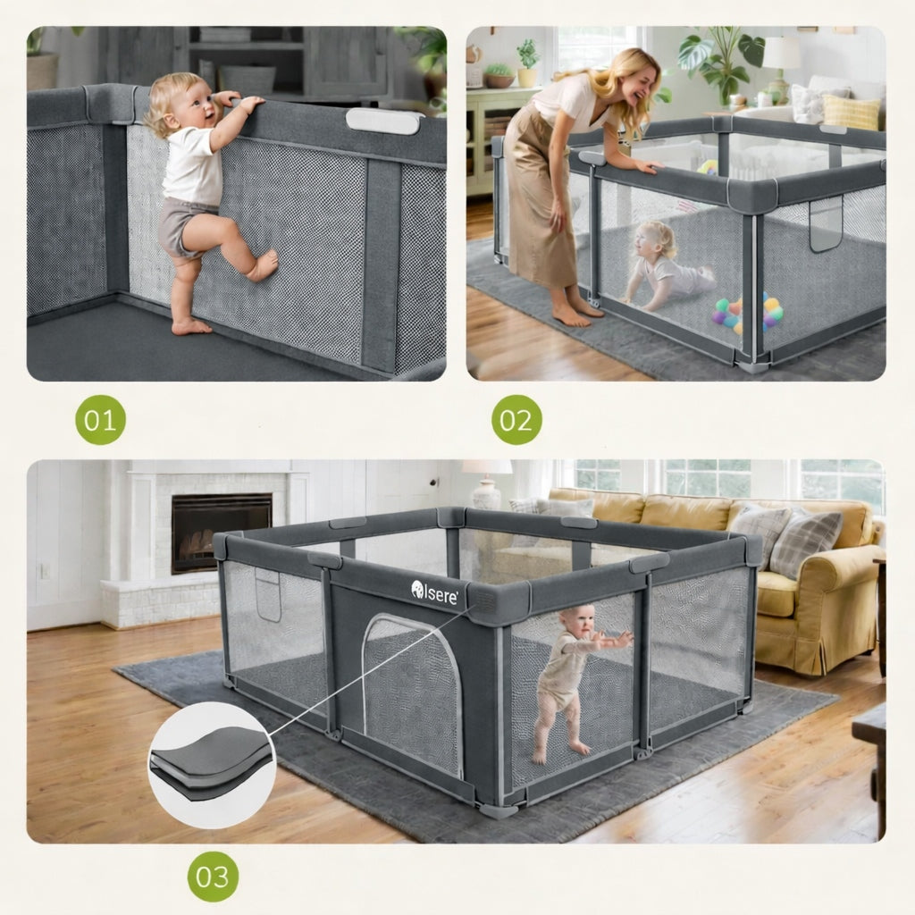 PLAYPEN FOR CHILDREN FOLDING PREMIUM 150x180 MAT BALLS BASKET QUICK FOLDING Packaging status original