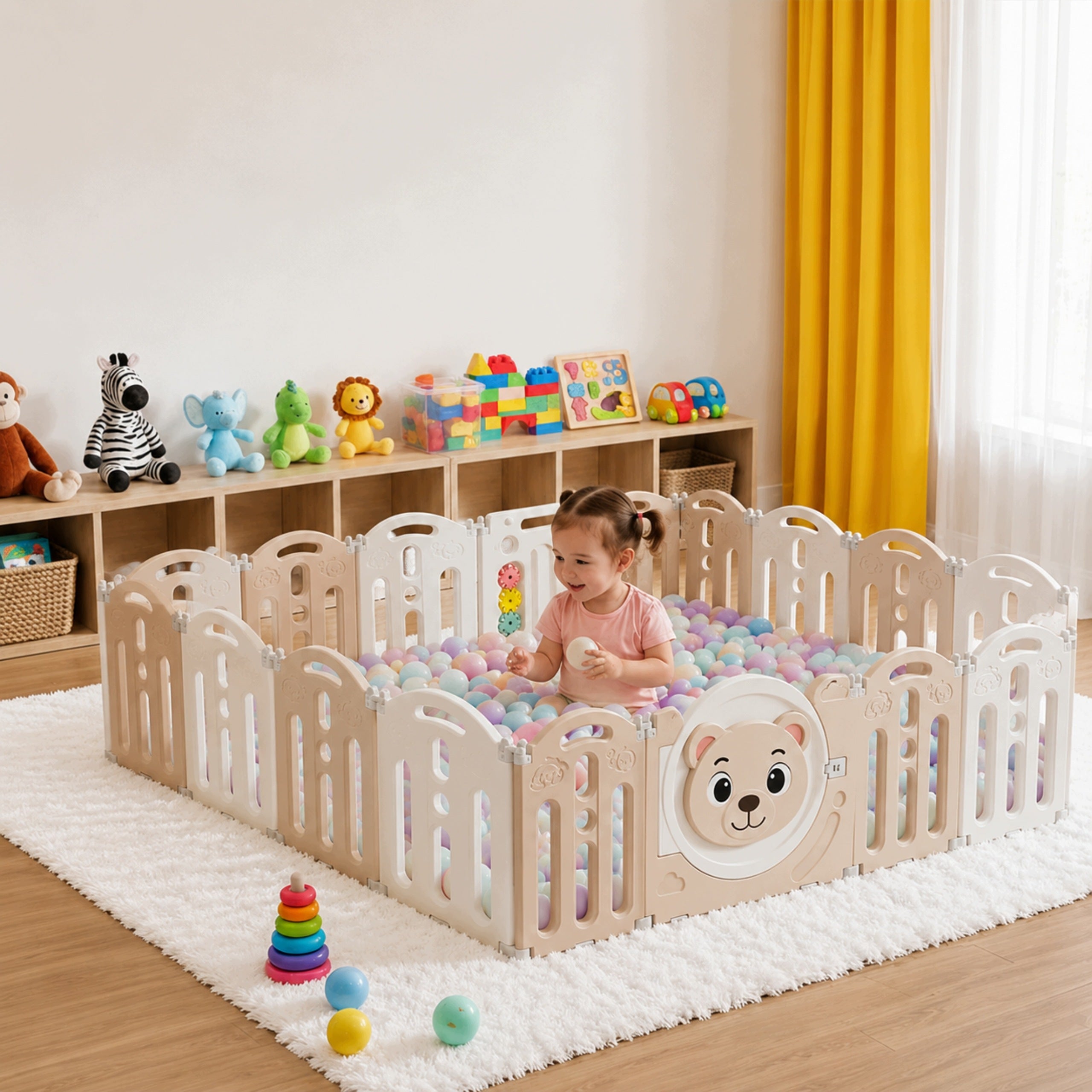 PLAYPEN FOR CHILDREN HOME SQUARE TOYS MODULAR DRY POOL PITCH 185cm beige Packaging status original