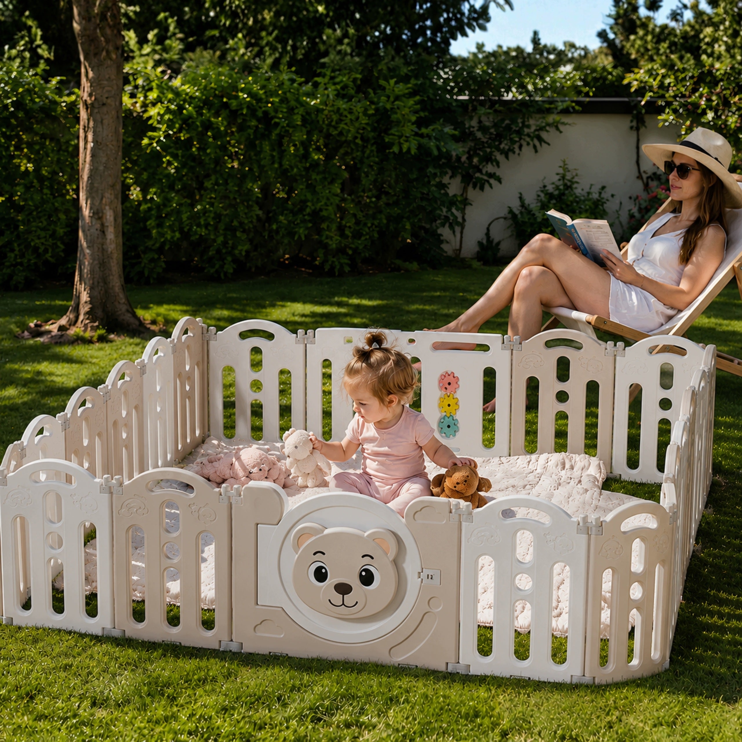 PLAYPEN FOR CHILDREN HOME SQUARE TOYS MODULAR DRY POOL PITCH 185x195cm Manufacturer code SHOPEK20 Kojec dla dzieci modułowy miś 195cm