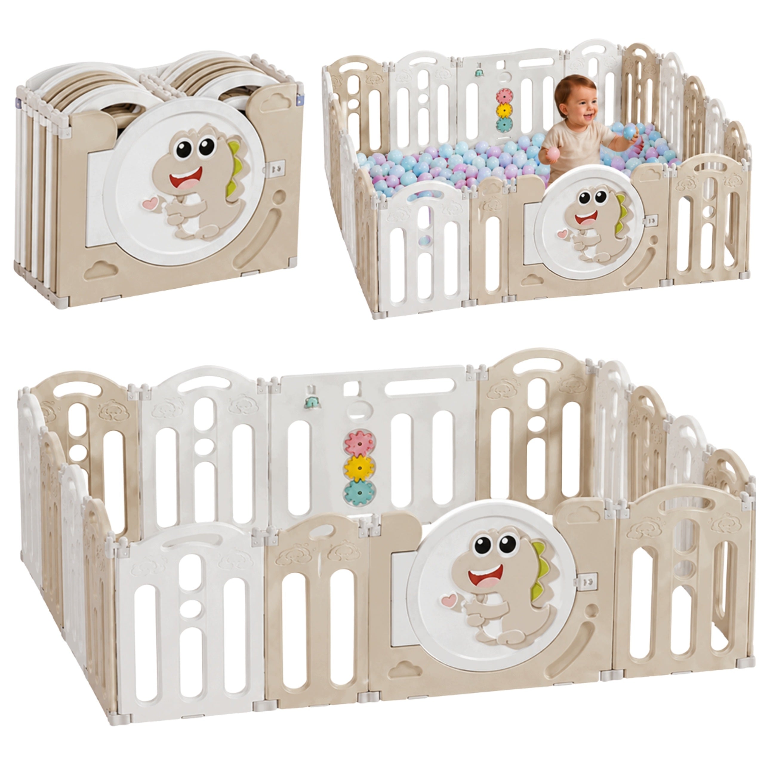 PLAYPEN FOR CHILDREN HOME SQUARE TOYS MODULAR DRY POOL dinosaur 148x153cm