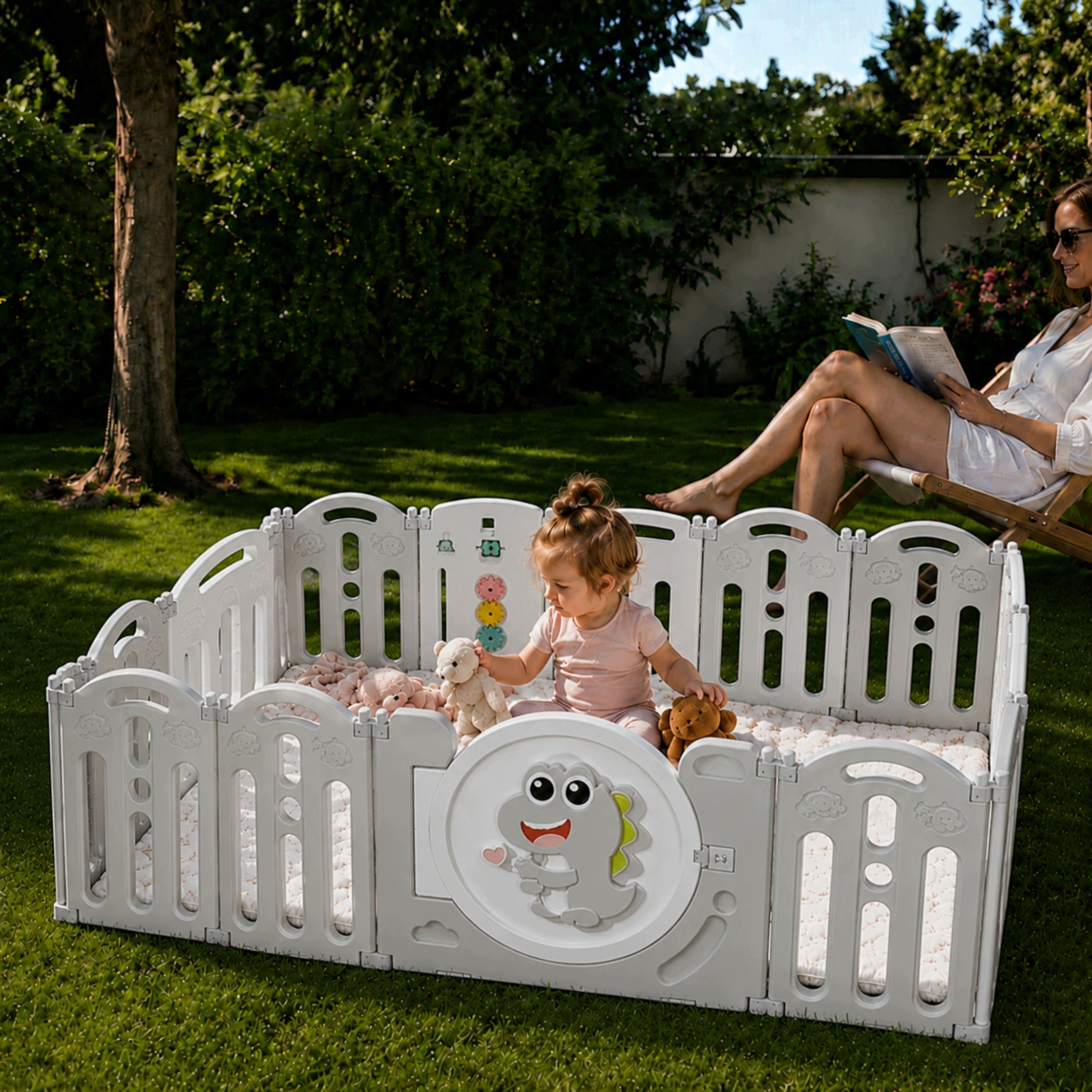 PLAYPEN FOR CHILDREN HOME SQUARE TOYS MODULAR DRY POOL dinosaur 185x195cm Packaging status original