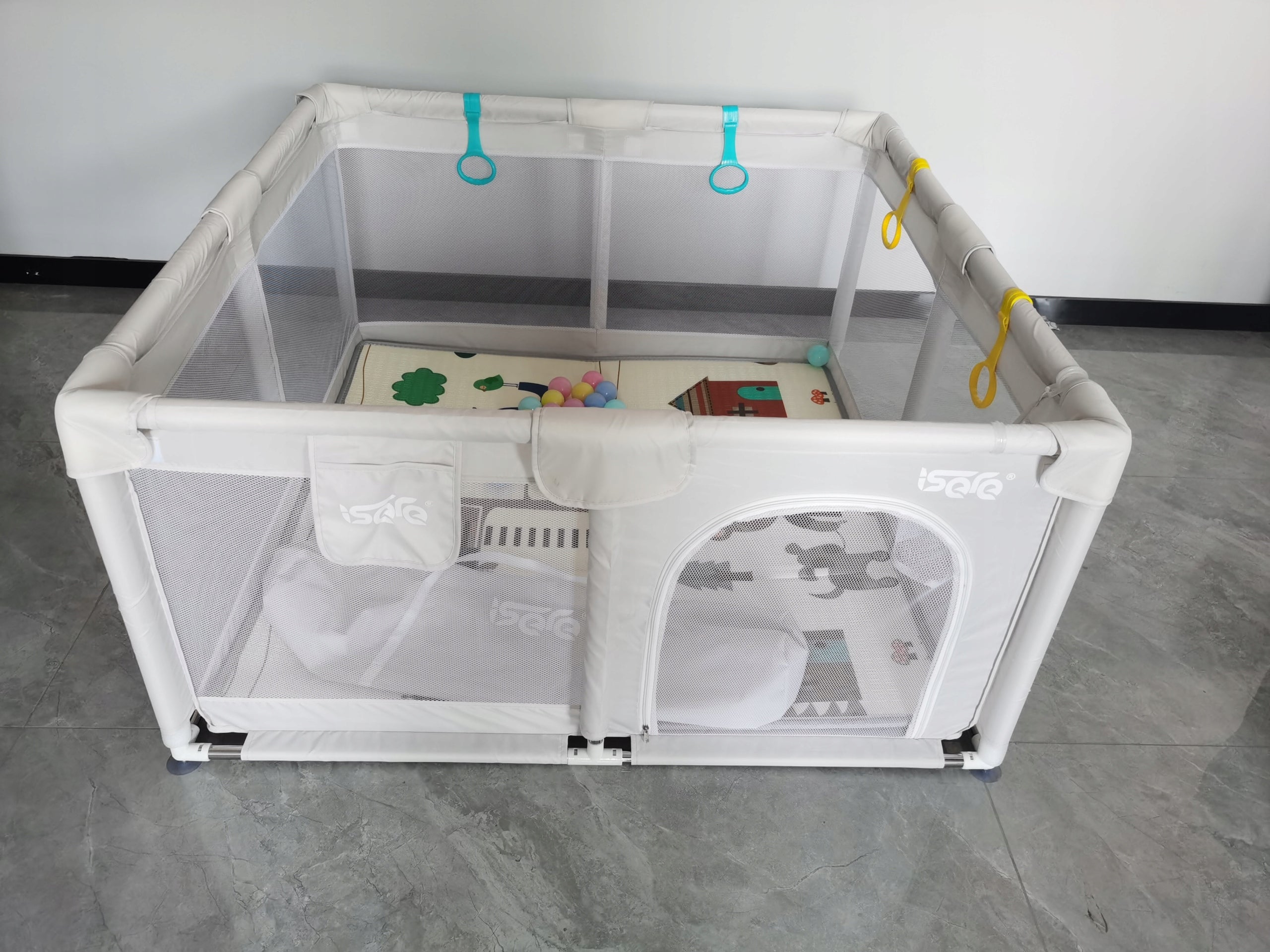 PLAYPEN FOR CHILDREN ISERE PREMIUM 120x120 FOAM MAT BALLS ORGANIZER SPONGES Packaging status original
