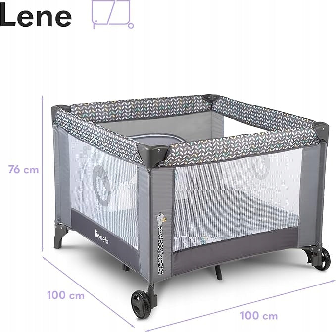 PLAYPEN FOR CHILDREN LIONELO LENE GREY STONE 100x100 CM TRAVEL COT Manufacturer code 23523