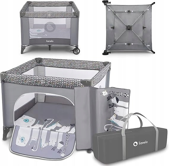 PLAYPEN FOR CHILDREN LIONELO LENE GREY STONE 100x100 CM TRAVEL COT