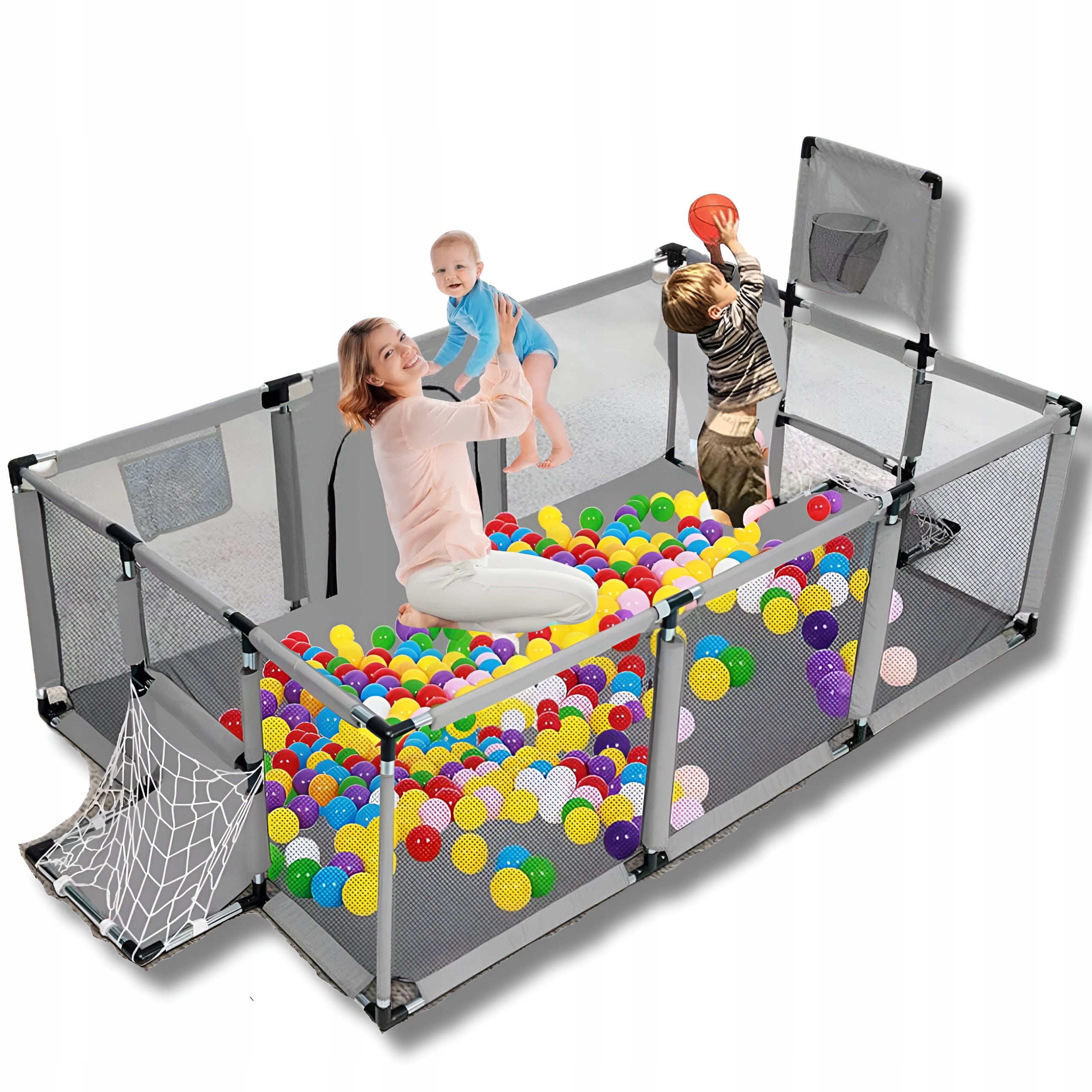PLAYPEN FOR CHILDREN PITCH BASKET GOALS Square Toys CHILDREN'S 180x120 + BALLS
