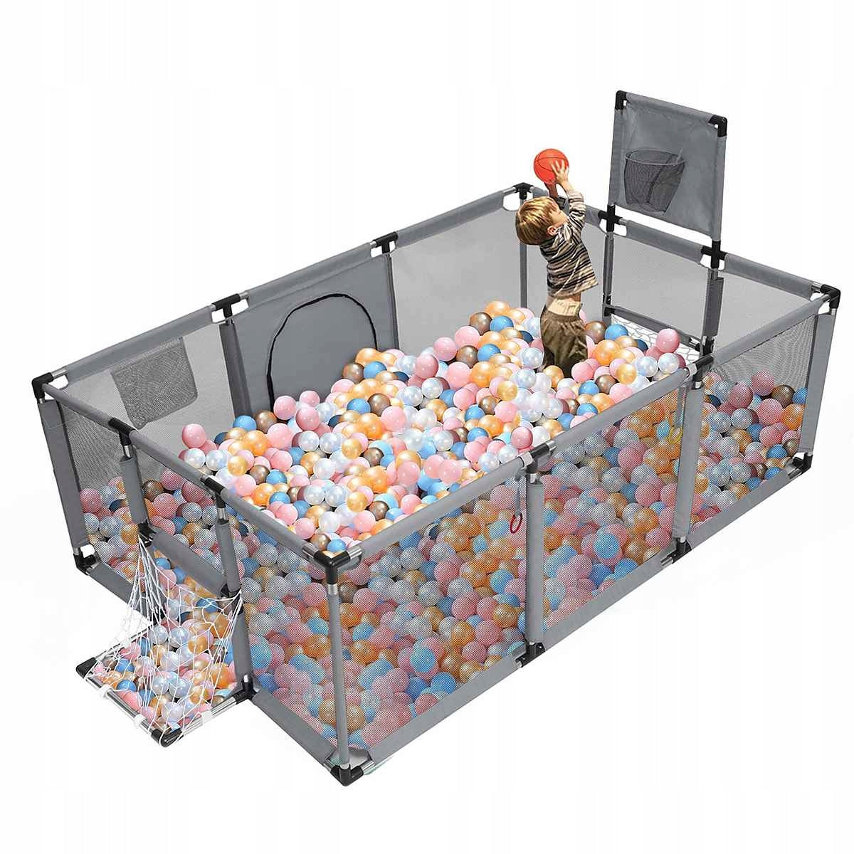 PLAYPEN FOR CHILDREN PITCH BASKET GOALS Square Toys safe 180x120 + BALLS