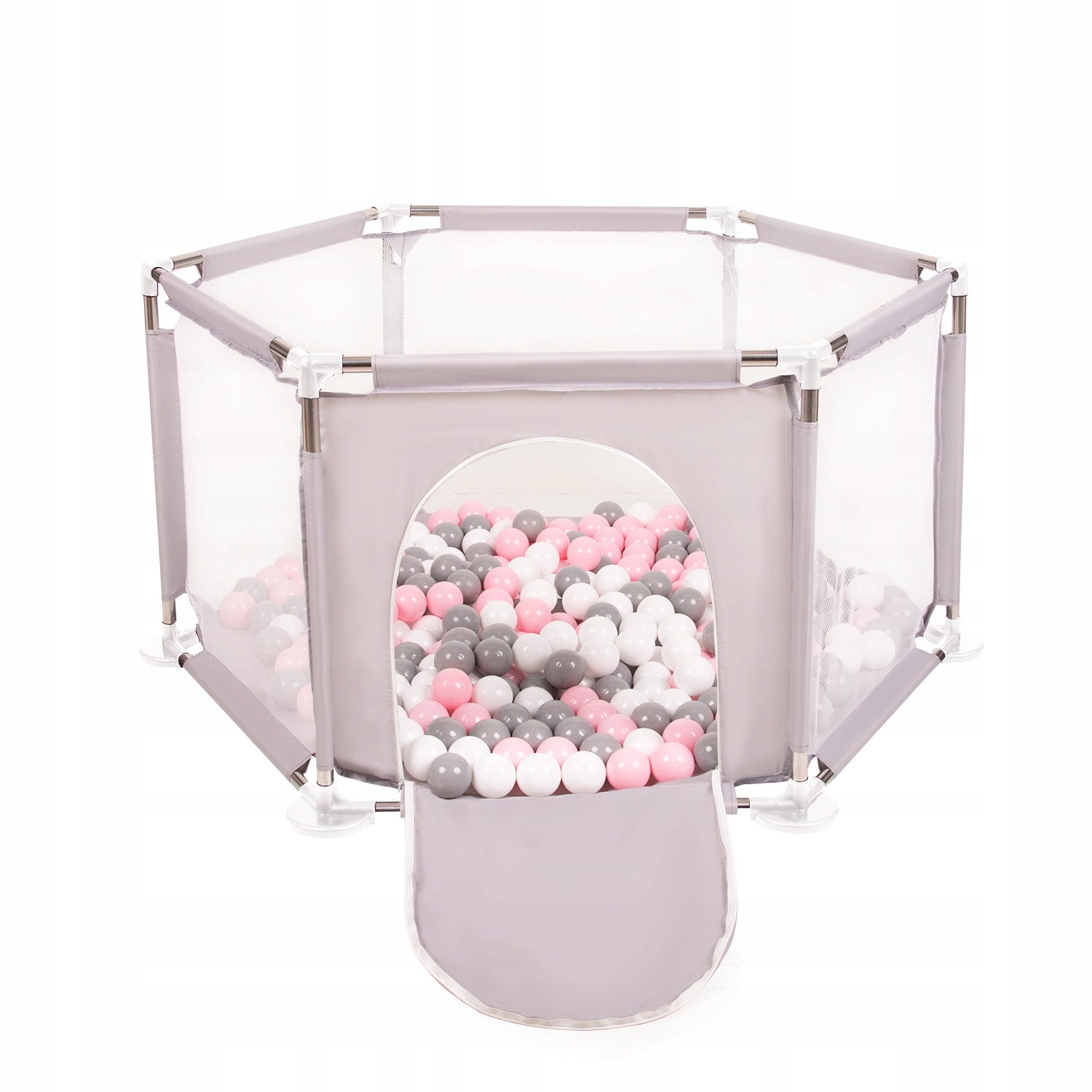 PLAYPEN HEXAGON DRY POOL FOR CHILDREN 100 BALLS GREY SELONIS KS-100X