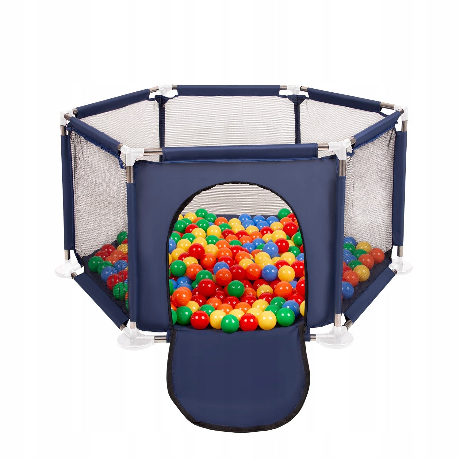 PLAYPEN HEXAGON DRY POOL FOR CHILDREN 100 BALLS NAVY BLUE SELONIS KS-100X