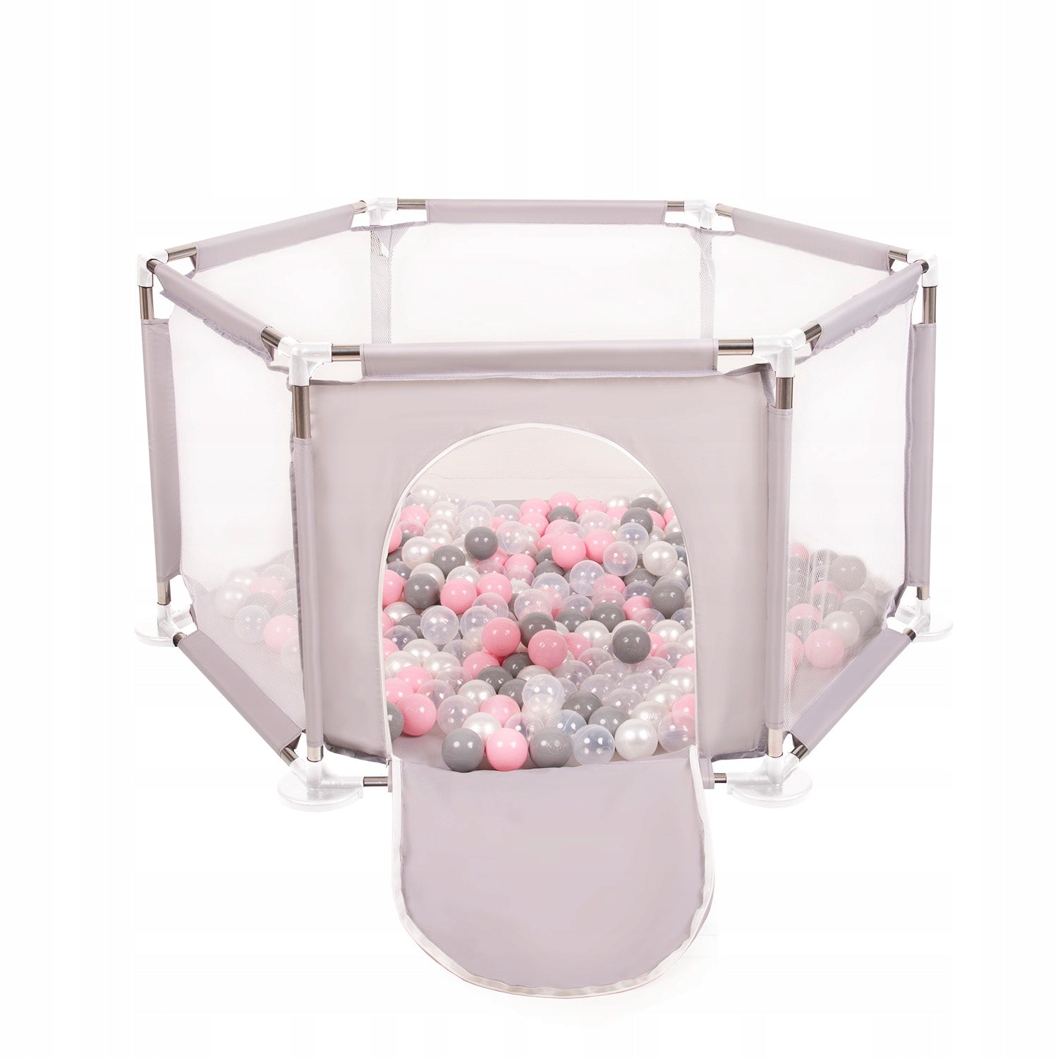 PLAYPEN HEXAGON DRY POOL FOR CHILDREN 200 BALLS GREY SELONIS KS-100X