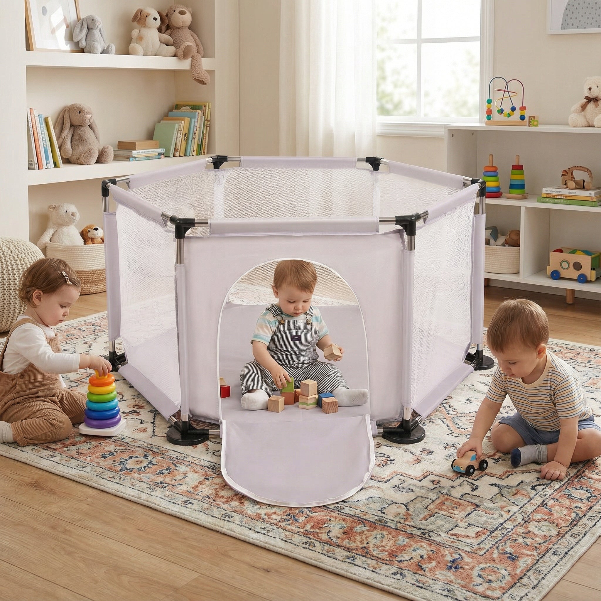 PLAYPEN HEXAGON DRY POOL FOR CHILDREN GREY SELONIS KS-100X without balls Manufacturer code KS-100X-GREY