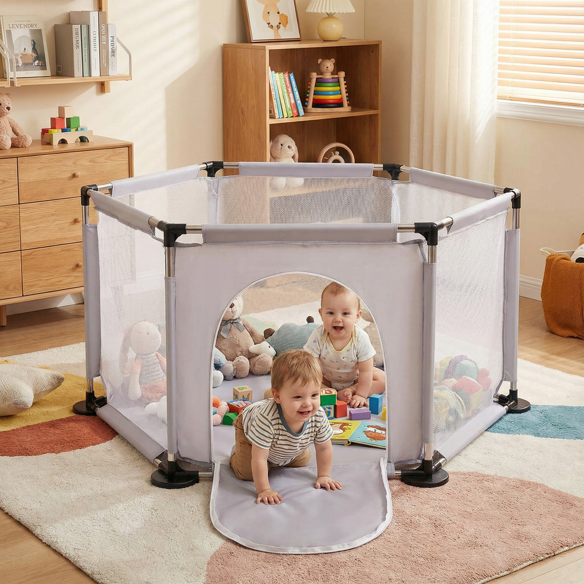 PLAYPEN HEXAGON DRY POOL FOR CHILDREN GREY SELONIS KS-100X without balls