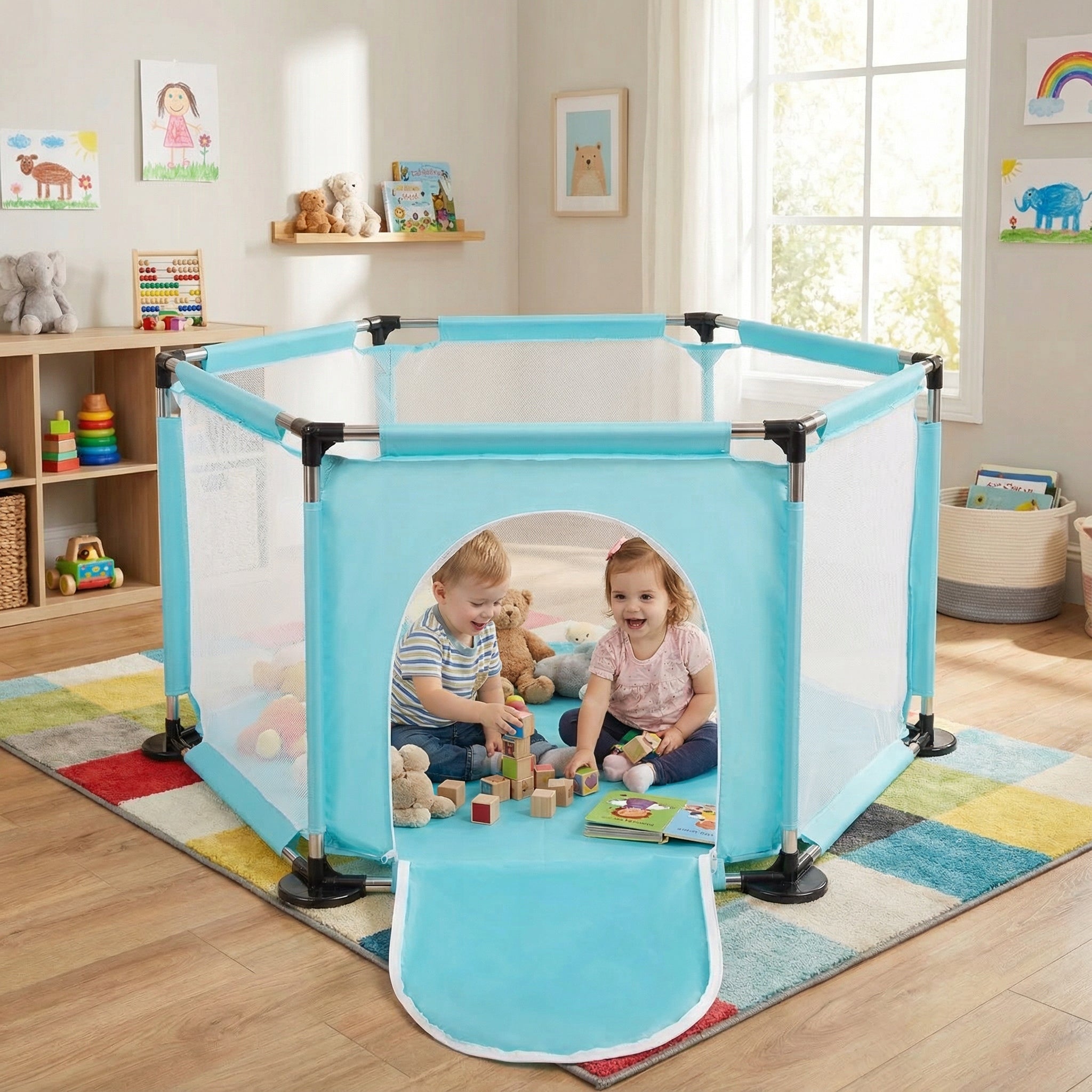 PLAYPEN HEXAGON DRY POOL FOR CHILDREN MINT SELONIS KS-100X without balls