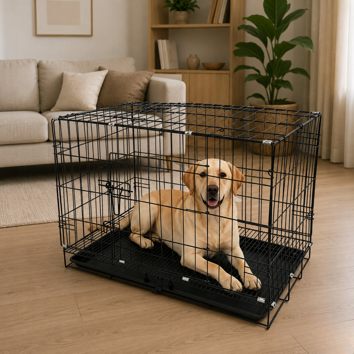 PLAYPEN KENNEL CAGE TRANSPORTER CAT ENCLOSURE FOR DOG ANIMALS BLACK 77CM Packaging status original