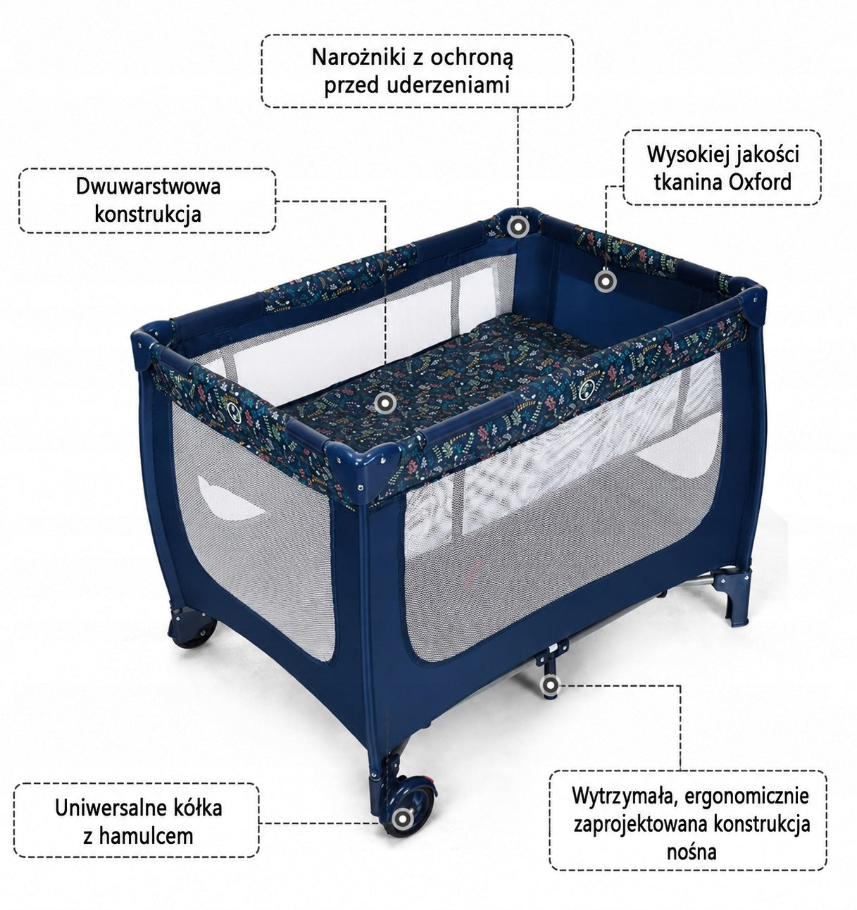 PLAYPEN TRAVEL COT FOR CHILDREN FOLDING PORTABLE 2 LEVEL 65x125 Manufacturer code BC10055BL
