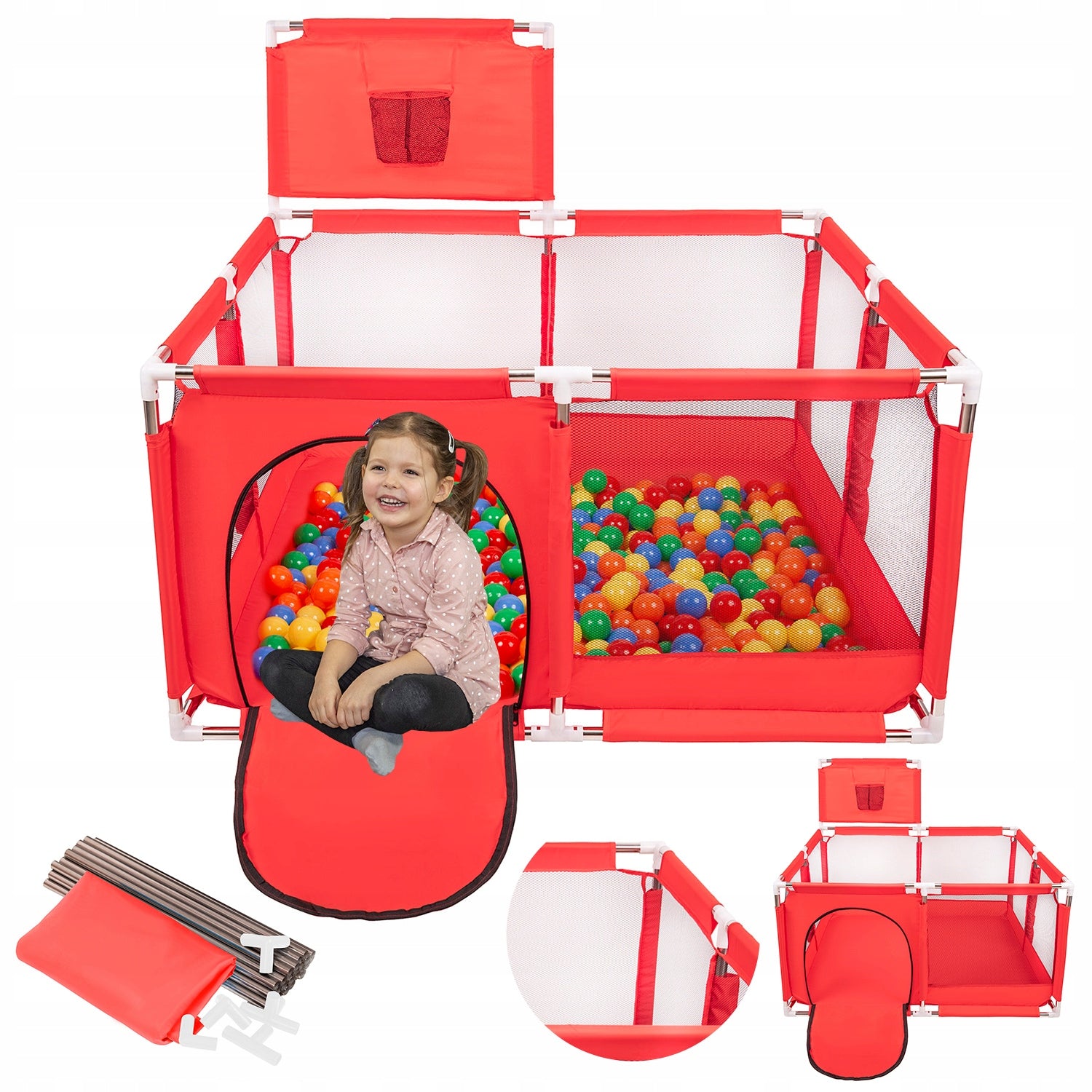 PLAYPEN WITH BASKET DRY POOL FOR CHILDREN 200 BALLS