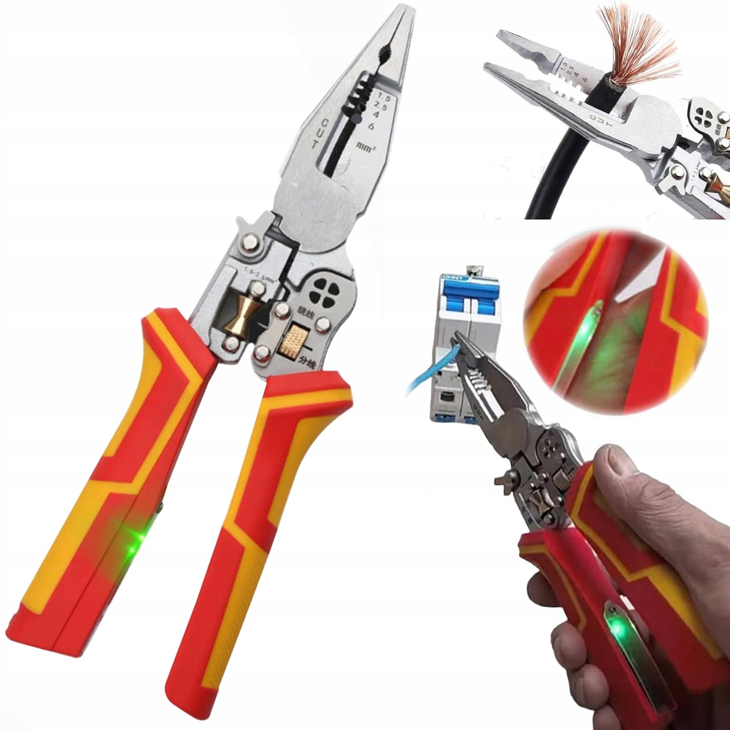 PLIERS FOR ELECTRICIANS MULTIFUNCTIONAL 9in1 WITH CURRENT MEASUREMENT FUNCTION PULLER