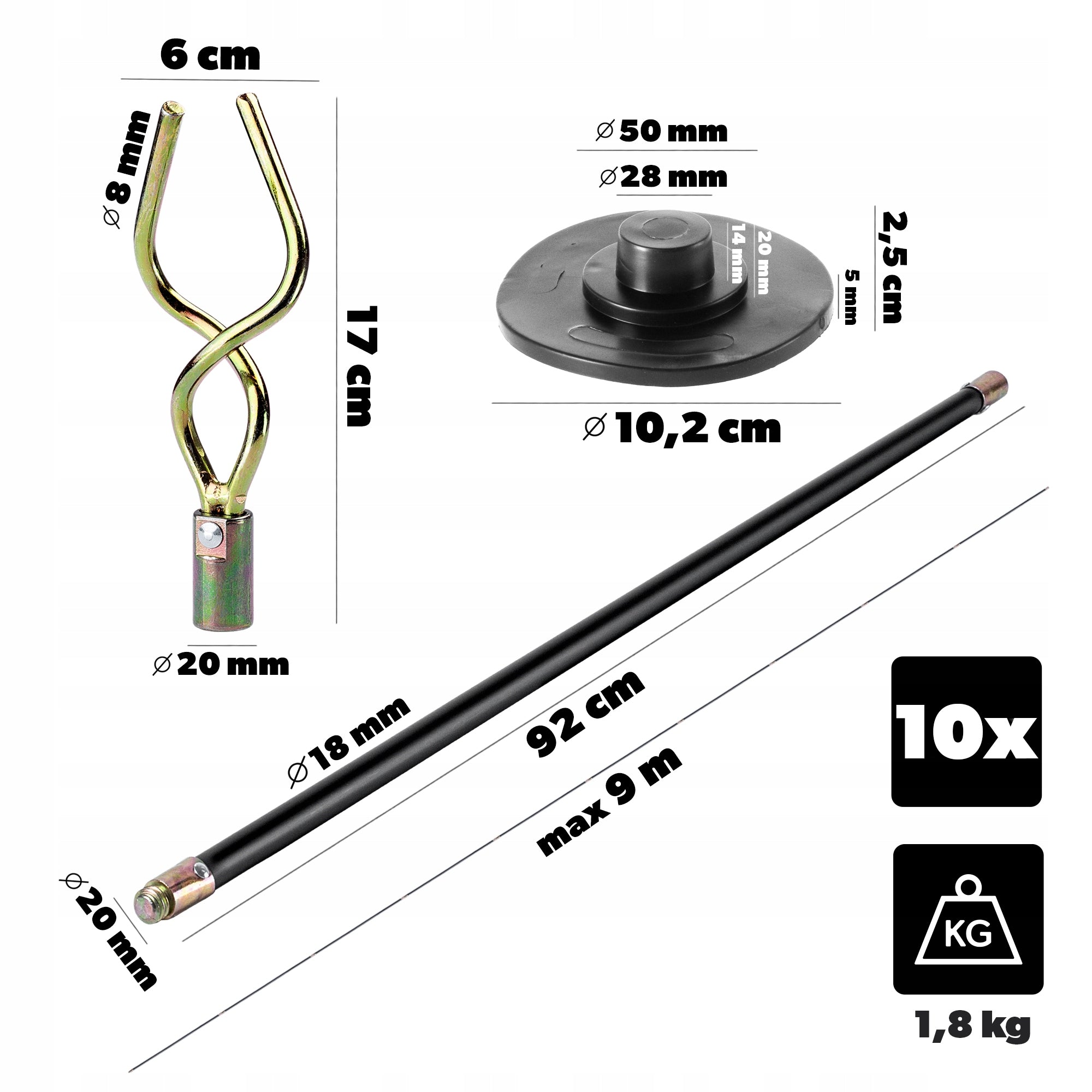 PLUNGER FOR SEWER PIPES PUSHING PIPE 10pcs 9m Manufacturer code K11290
