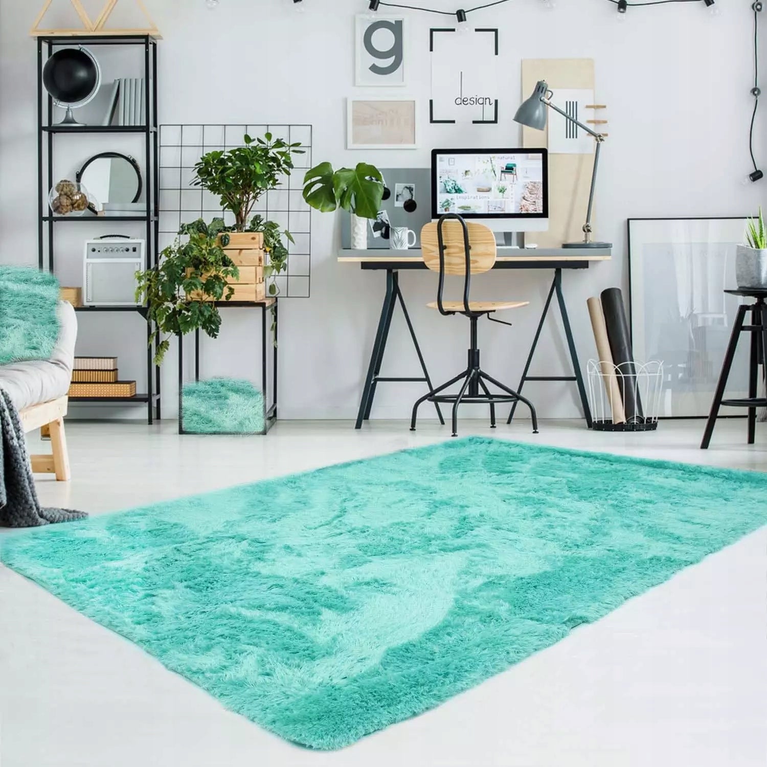 PLUSH CARPET SHAGGY SOFT HAIR TURQUOISE SOFTI PLUSH 40x50 cm Manufacturer code Softi