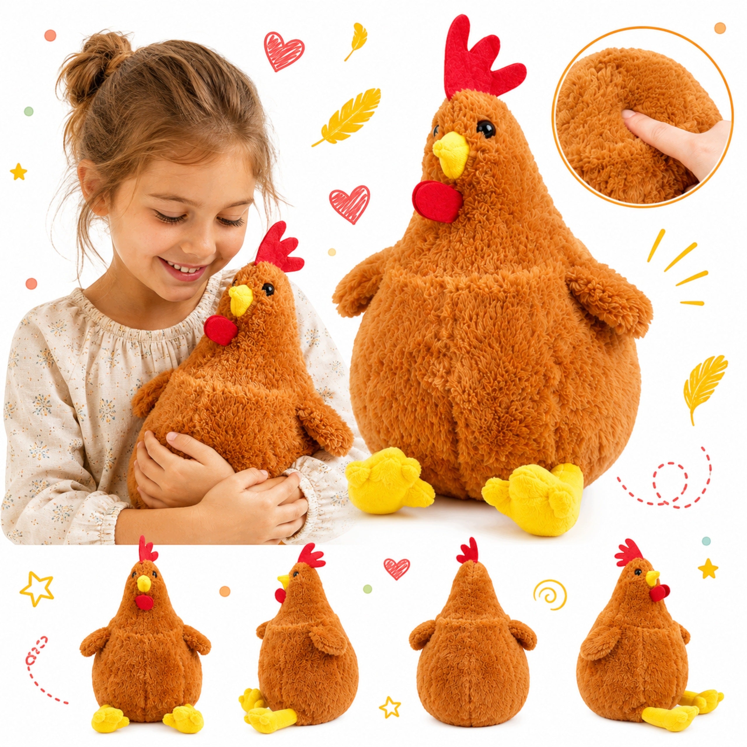 PLUSH CHICKEN PLUSH TOY CHICKEN STUFFED ANIMAL CUDDLY 25 CM GIFT TOY