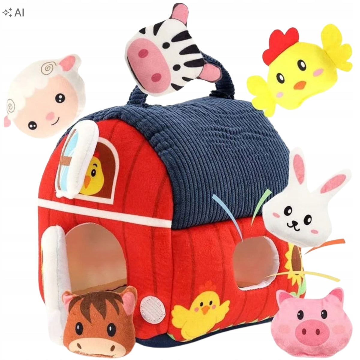 PLUSH SENSORY FARM WITH 6 ANIMALS MONTESSORI MIRROR SOUNDS 6M+
