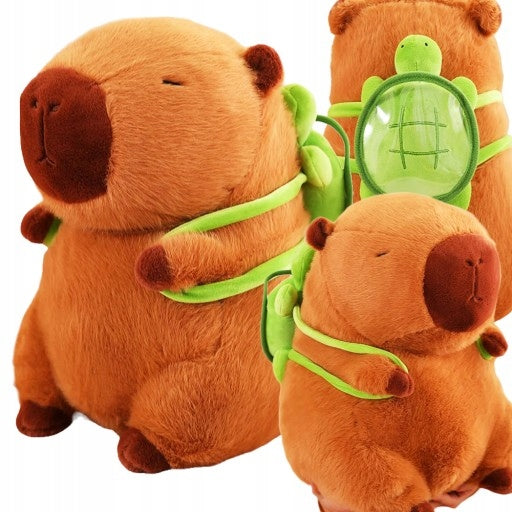PLUSH TOY KAPIBARA PLUSH TOY WITH BACKPACK TURTLE BADGER BEAVER