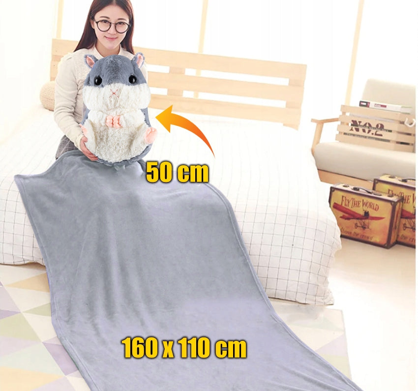 PLUSH TOY PILLOW PLUSH HAMSTER WITH BLANKET Blanket 160x110 cm CUDDLY 3in1 Brand Stator
