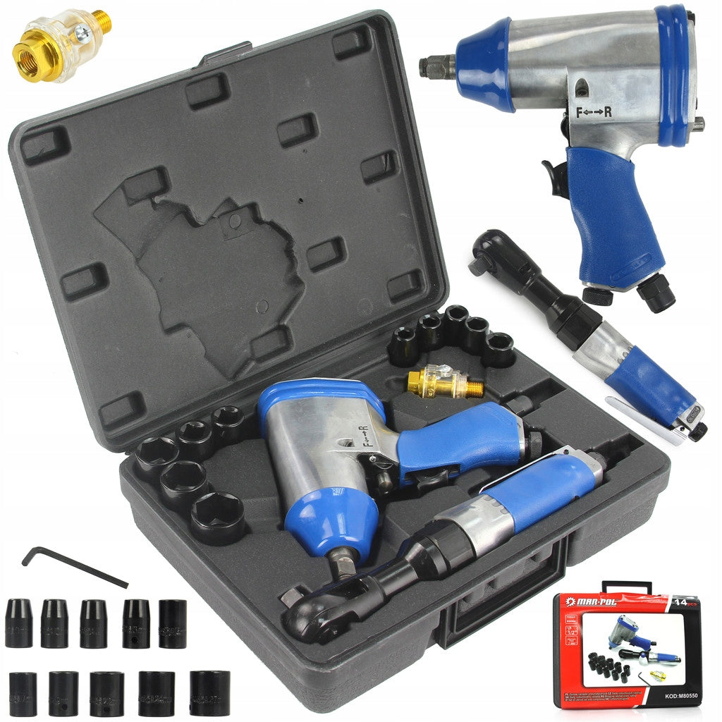 PNEUMAT TOOL SET. 14PCS 2+12accesses