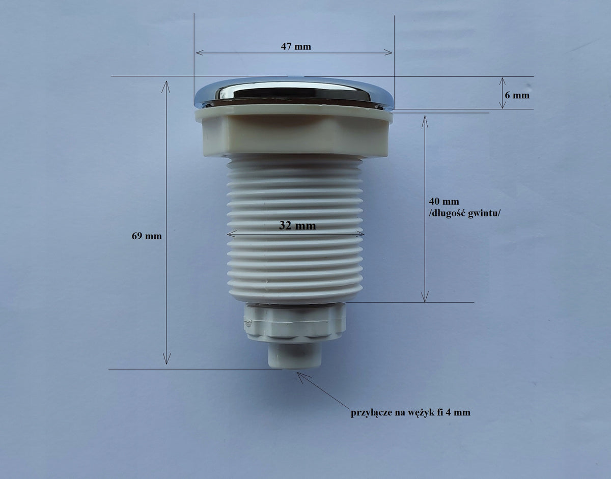 PNEUMATIC BUTTON switch for bath pump grinder CHROME hole 32 mm P2 Manufacturer code CDC/P2