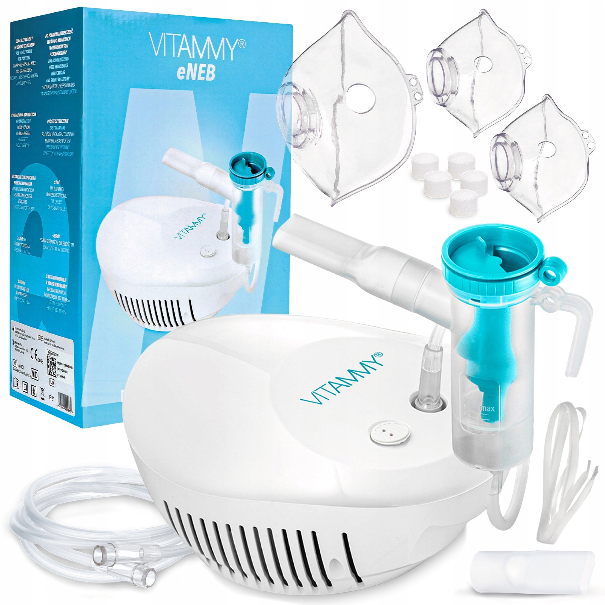 PNEUMATIC PISTON INHALER NEBULIZER 3 MODES VITAMMY ENEB 3 MASKS