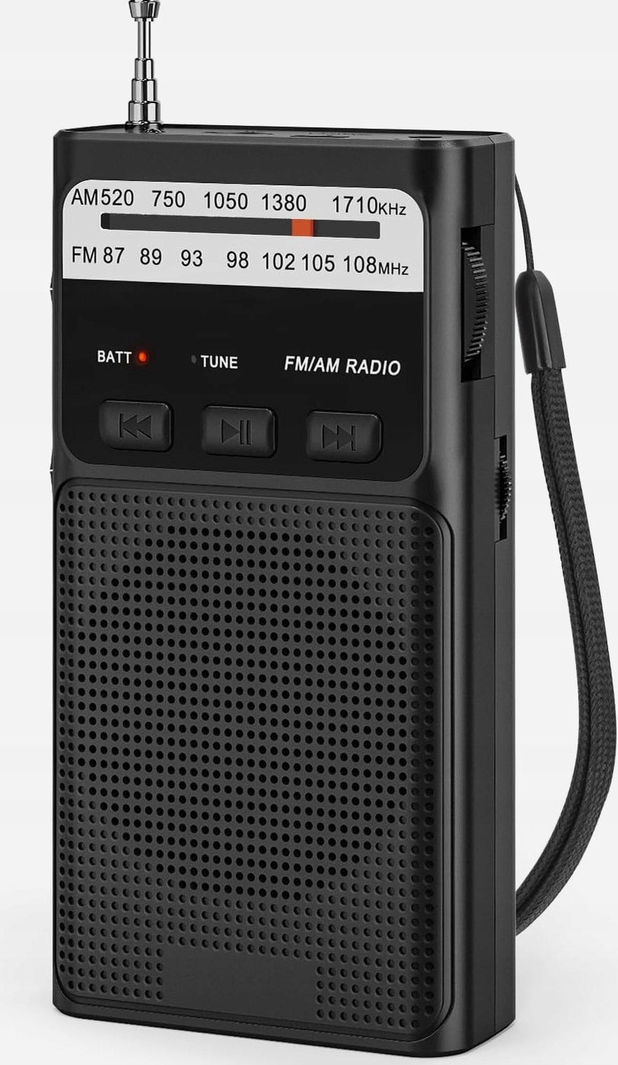 POCKET RADIO PORTABLE AM FM MP3 HEADPHONE BATTERY WITH CLIP