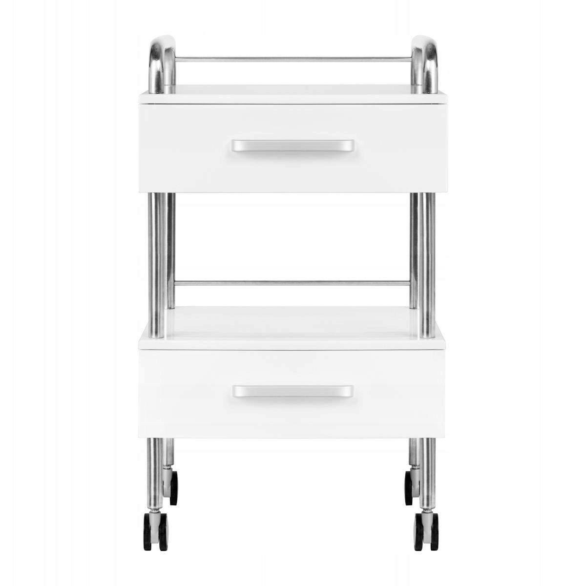 PODIATRIC HELPER TABLE COSMETIC TROLLEY WHITE FOR OFFICE 2 DRAWERS Color white