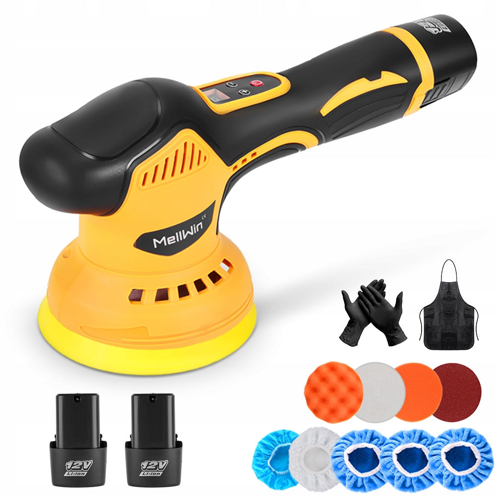 POLERKA SAMOCHODOWA AKUMULATOROWA 125MM MOCNA 12V REGULACJA OBROTOW +ZESTAW