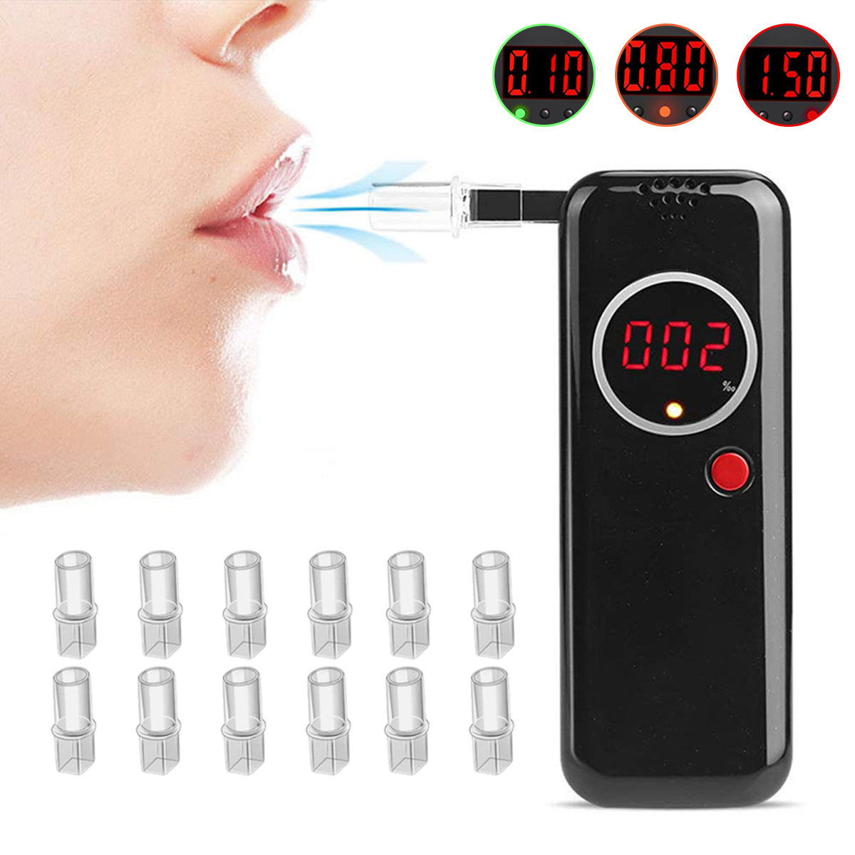POLICE BREATHALYZER PROFESSIONAL + 12 PCS MOUTHPIECES +COVER