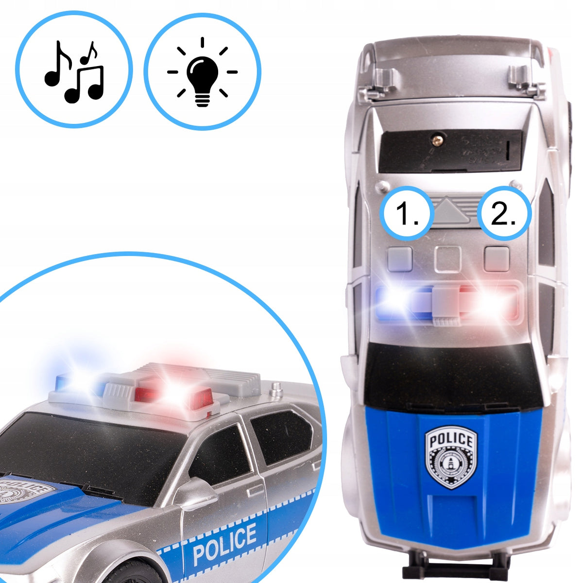 POLICE CAR 1:20 LIGHT SOUND OPENING TRUNK DRIVE Brand MalPlay