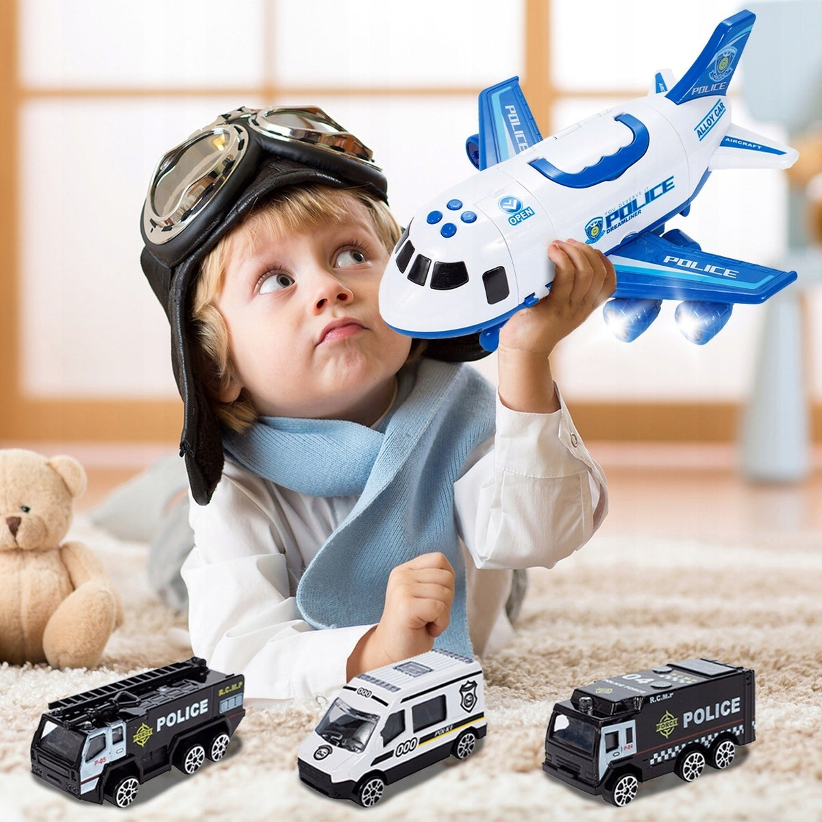 POLICE PLANE INTERACTIVE WITH VEHICLES POLICE AIRPORT OPENING Packaging status original