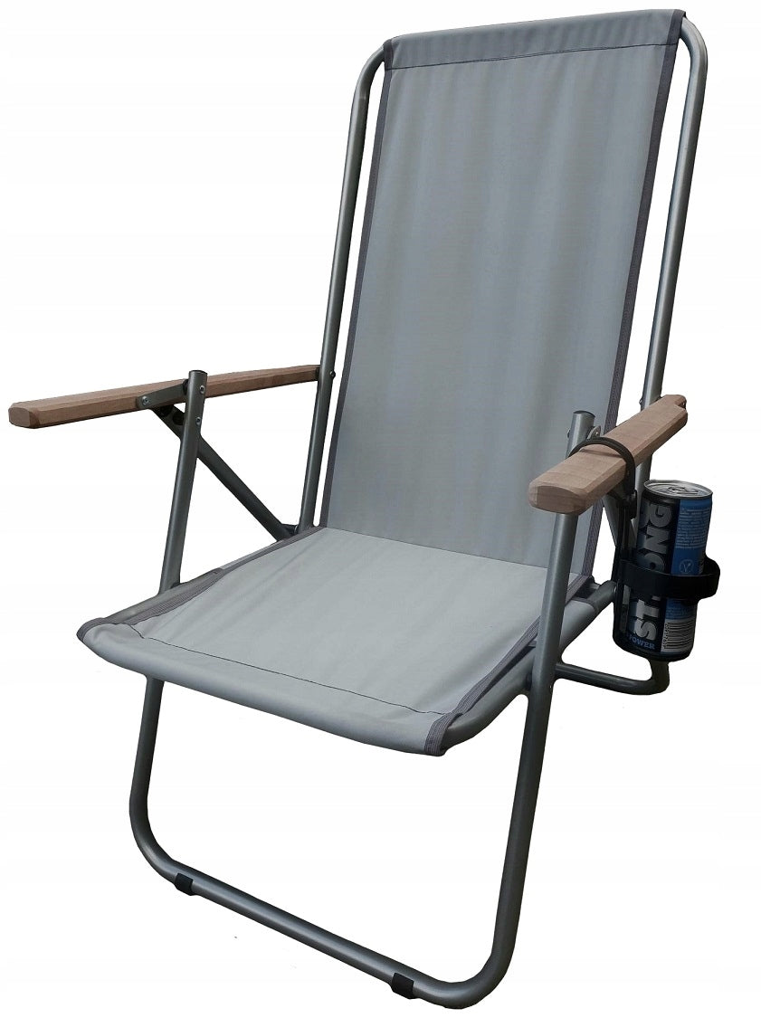 POLISH BEACH / GARDEN SUNBEDS UP TO 150 kg - STEEL + CUP HOLDER