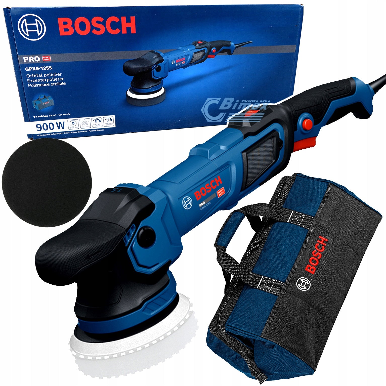 POLISHER BOSCH GPX 9-125 S 06013B1000 480W 15mm stroke! + BAG