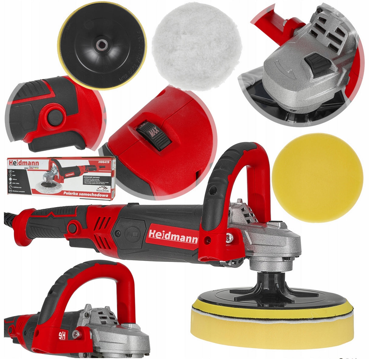 POLISHER CAR POLISHING GRINDER 180mm 2600W WITH ADJUSTABLE SPONGE