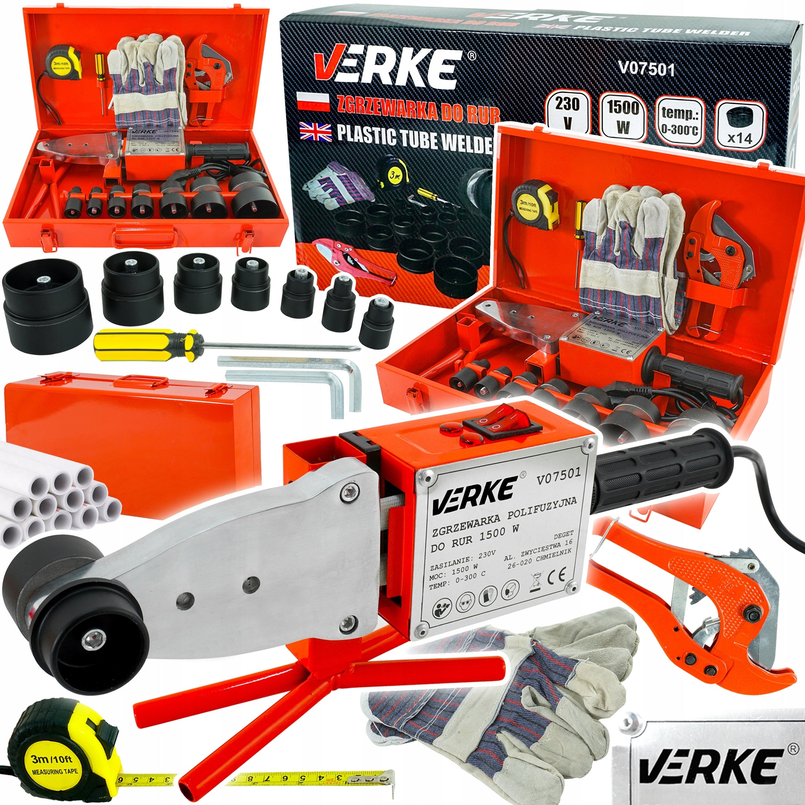 POLYFUSION WELDING MACHINE FOR WELDING PIPES PP PVC 1500W STRONG +MATRIX SET