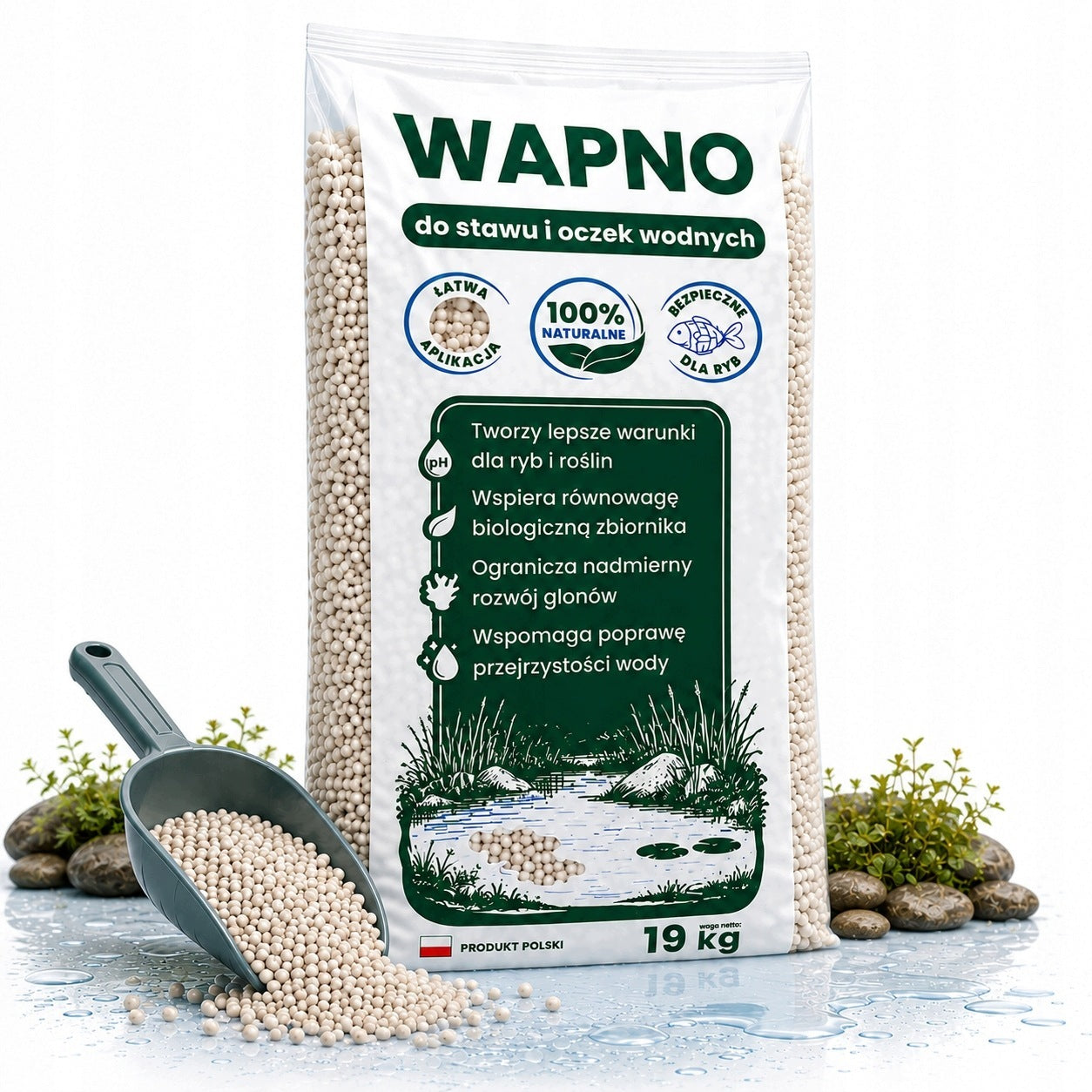 POND CHALK LIME FOR POND WATER POND 19KG EKO FOR ALGAE CLEAN WATER
