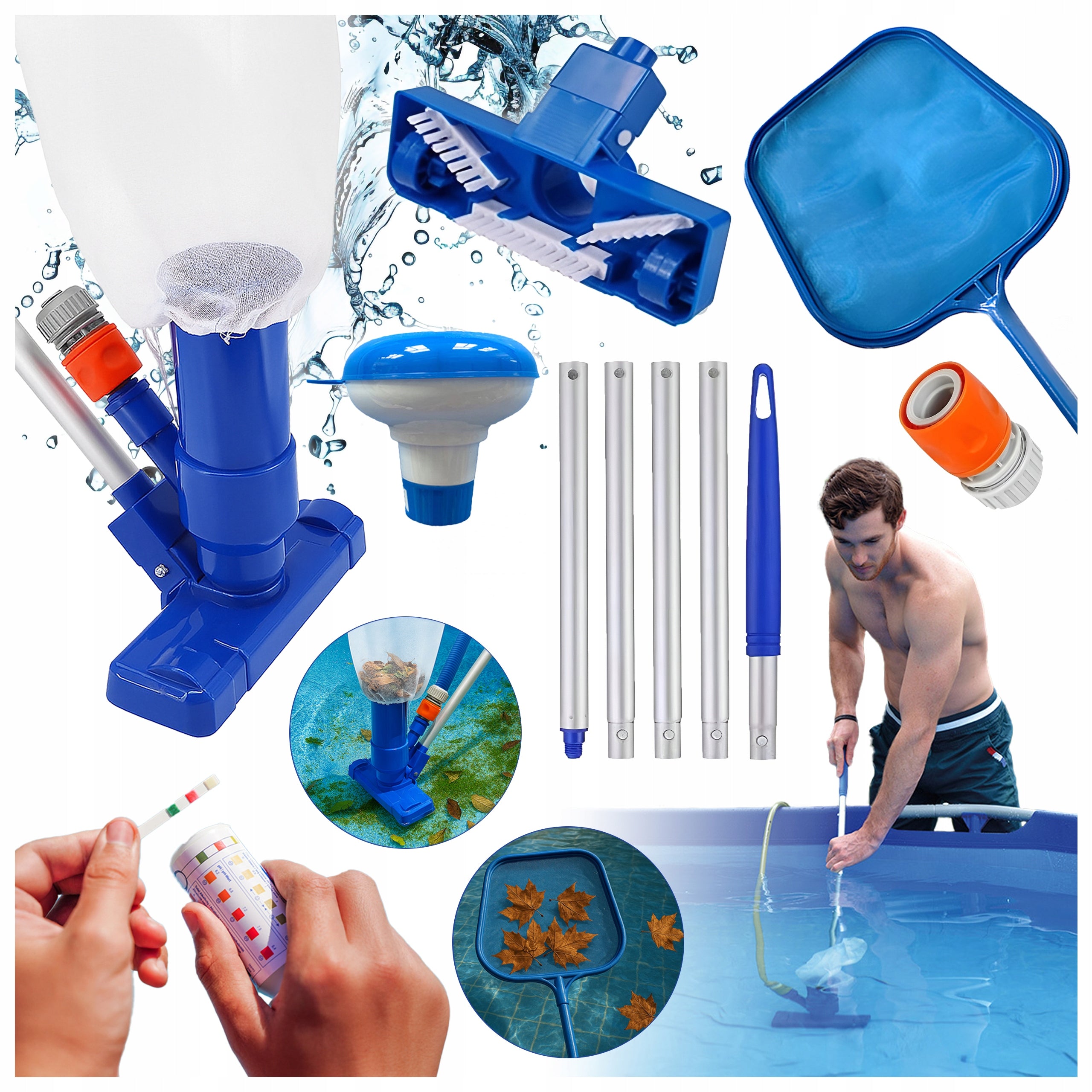 POOL BOTTOM CLEANER POOL CLEANER KIT + 6in1 DISPENSER