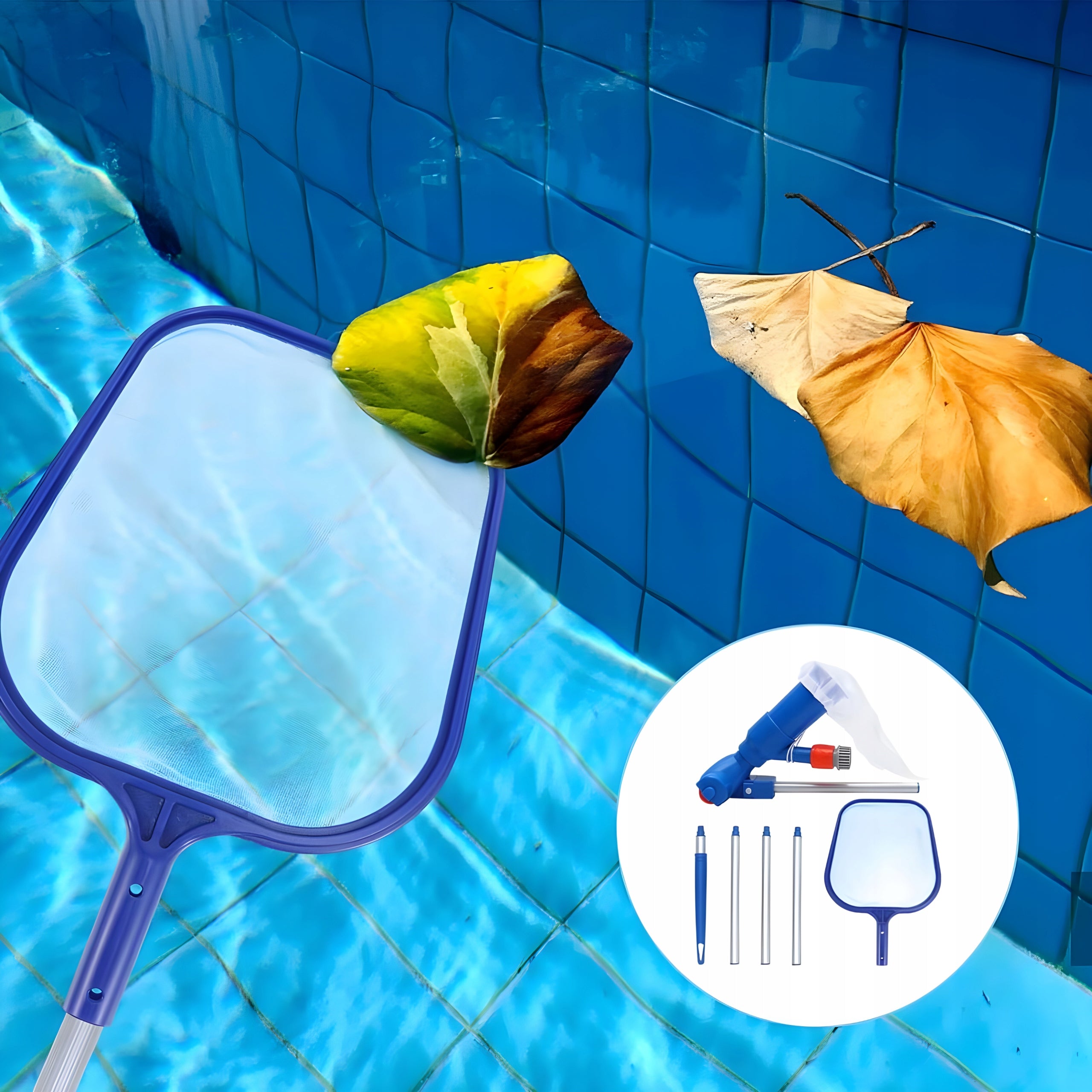 POOL BOTTOM CLEANING KIT VACUUM CLEANER POOL MESH POOL STICK Packaging status original