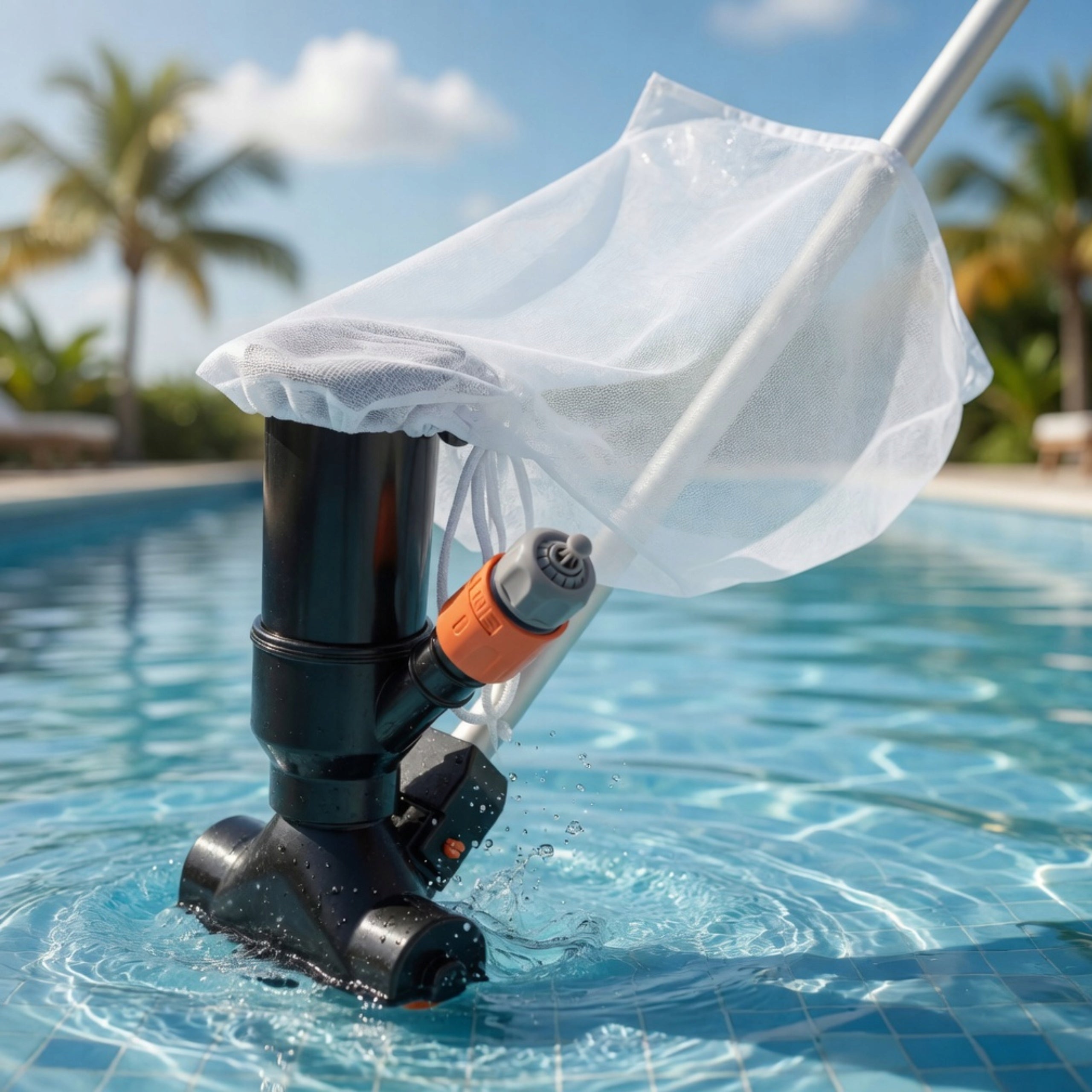 POOL BOTTOM CLEANING VACUUM CLEANER SET + TELESCOPIC POLE + XXL MESH Manufacturer code SHOPEK Odkurzacz basenowy XXL sitko + kij N2